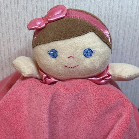 Baby Starters My First Doll Security Blanket Lovey Coral Pink Satin Heart Rattle - Picture 2 of 10
